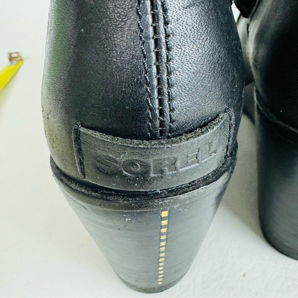 Sorel After Hours Lace Up Peep Toe Black Leather Wedge Bootie Shoe Size 9.5 - Picture 8 of 13